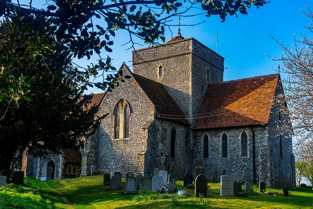 St Augustine's Church, a Grade I listed building in Northbourne, Kent.