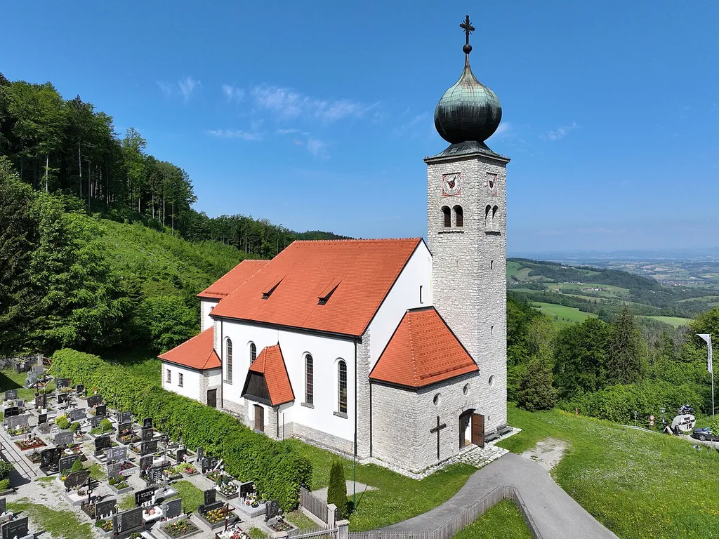 East view of the church in Plankenstein, Lower Austria.