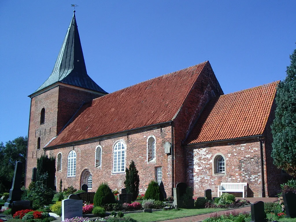 The Evangelical Lutheran St. Catherine's Church in Misselwarden (Land of Wursten), Lower Saxony, Germany.