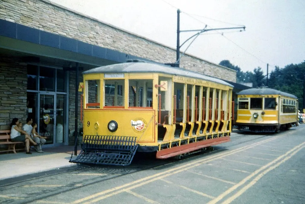 Ex-Veracruz, Mexico, streetcar No. 9 (built by Brill in 1908) at the Trolleyville USA museum in 1966