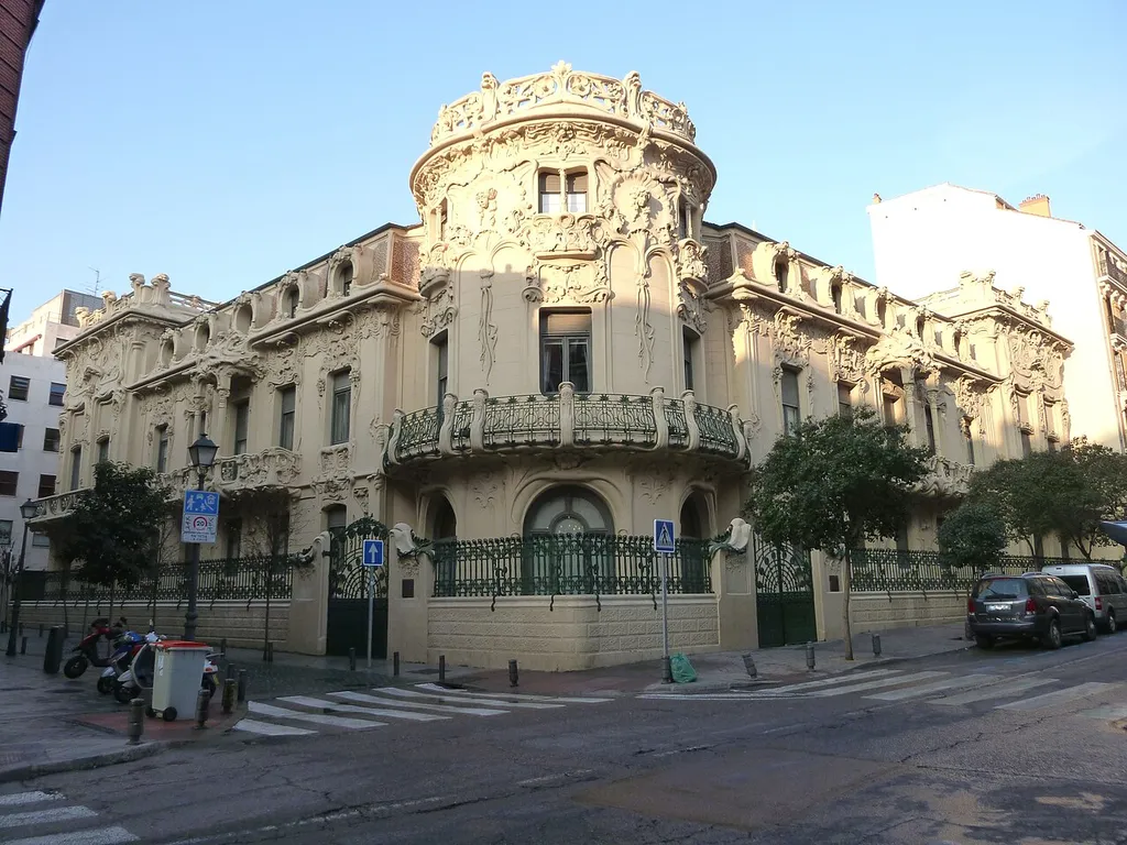 Facade of Palacio Longoria in Madrid (Spain).