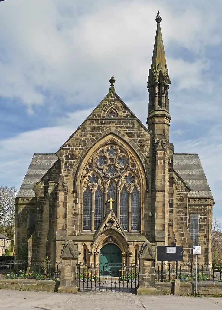 Roman Catholic church of Our Lady of Mount Carmel, Wesley Place, Silsden, West Yorkshire, seen from the west. Built about 1870 as a Methodist chapel.