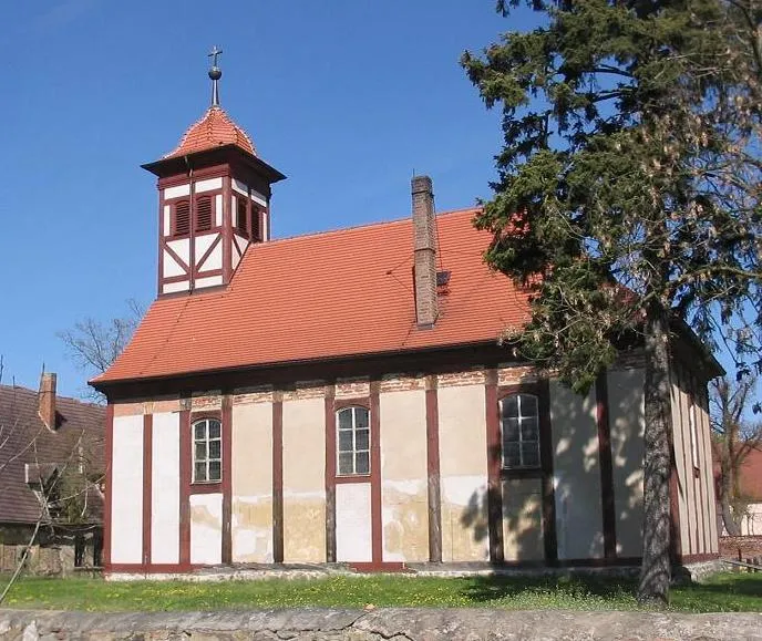 Timbered church, built in 1717. Nedlitz is a municipality in the Nature park Fläming in the district Anhalt-Bitterfeld, state Saxony-Anhalt, Germany.