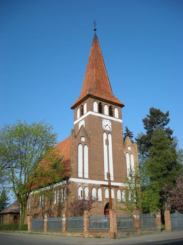 The church in Dąbrowa Chełmińska, Poland.