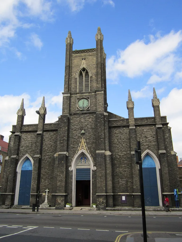St Mary the Virgin parish church, Eversholt Street, London NW1, seen from the southwest