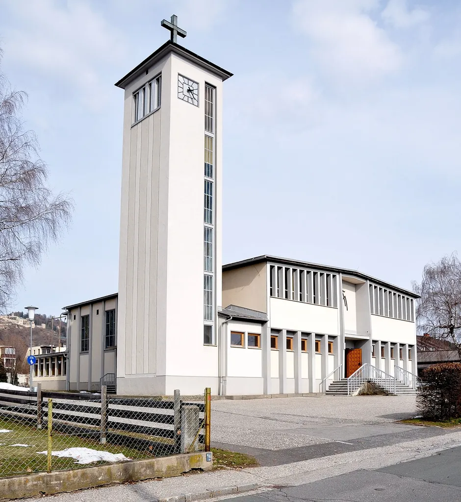Parish church of the Immaculate Heart of Mary on the Franz-von-Assisi-Strasse #11 in Landskron, stautary city of Villach, Carinthia, Austria, EU