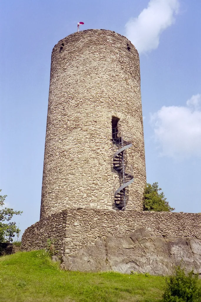 The keep of Altweilnau castle in Weilrod, Hessia, Germany.