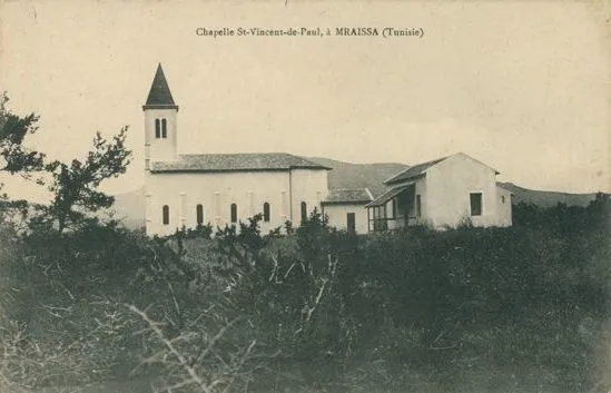 Chapele Saint-Vincent de Paul à M'Raïssa près de Soliman en Tunisie dans les années 1920