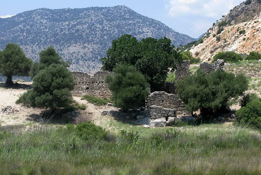 Ruins in Andriake in Myra. Probably old housings. Province of Antalya, Turkey