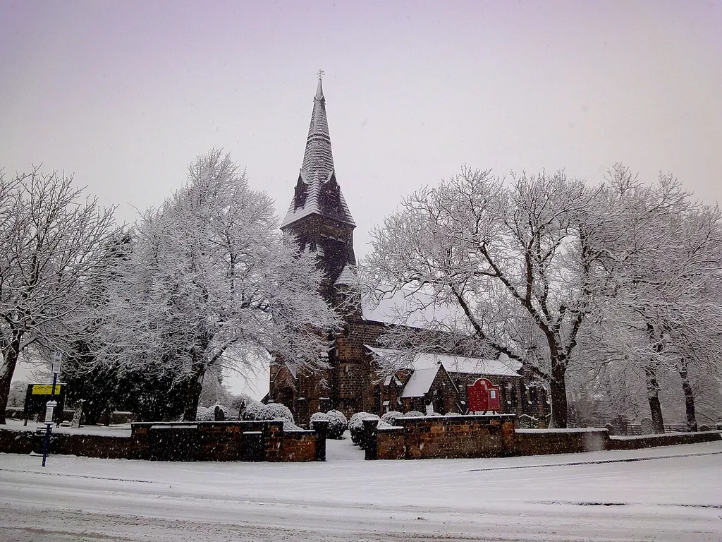 Occupying the highest elevation in Monk Bretton, its spire can be seen for miles - in Winter setting it appears rather picturesque.