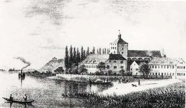 Die Burg Oberstaad bei Öhningen am Untersee (Bodensee). Gemälde (Maler unbekannt); um 1830