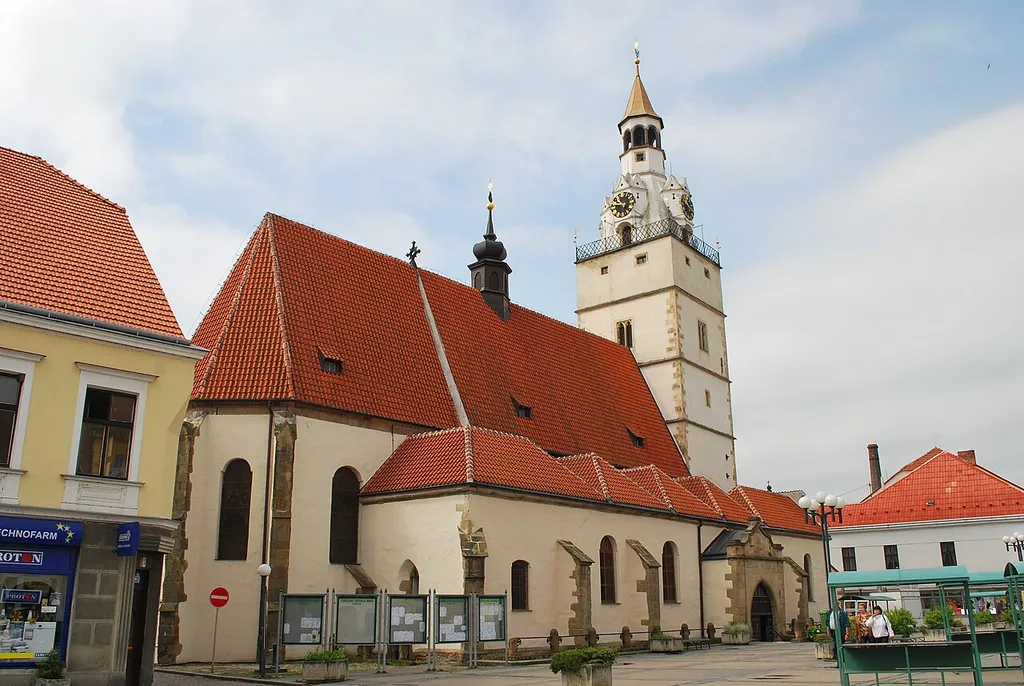 Ivančice in Brno-Country District, Czech Republic. Square Palackého náměstí, Parish Church of the Assumption.