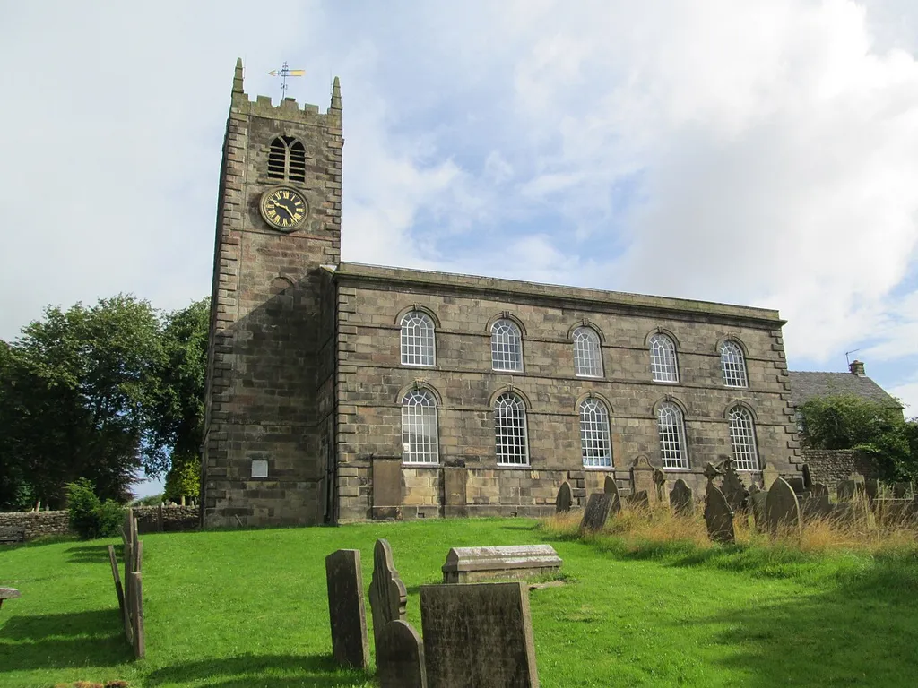St Bartholomew's Church, in Longnor, Staffordshire, viewed from the south.