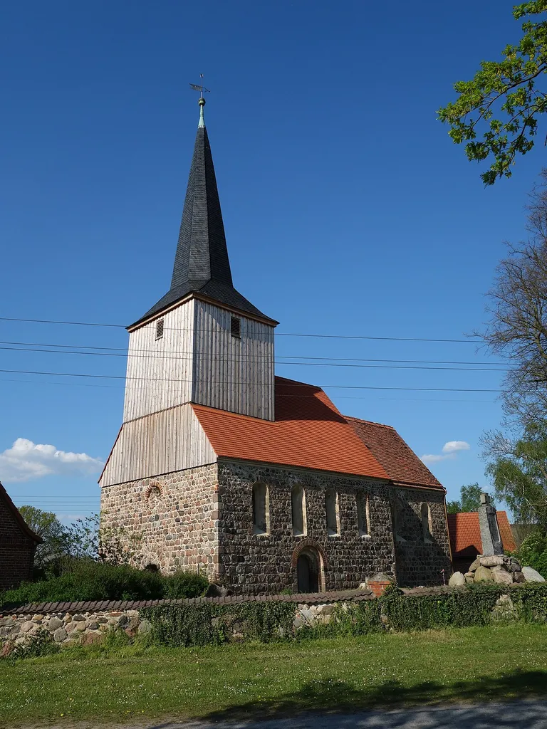South-western view of church in Gantikow, Kyritz municipality, Ostprignitz-Ruppin district, Brandenburg state, Germany