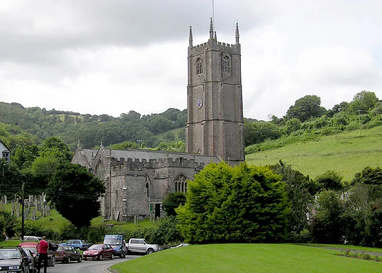 Combe Martin parish church (St Peter ad Vincula), North Devon, England (”ad Vincula” means “in chains”). The chancel, nave and south transept are thought to have been in existence by the year 1200. The Bishop of Exeter is known to have visited the church in 1260. Taken by Adrian Pingstone in July 2004 and released to the public domain.