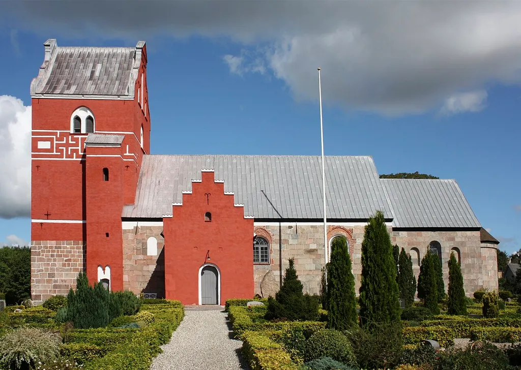Ålum Church, Mid-Jutland, Denmark. Ålum kirke set fra syd.