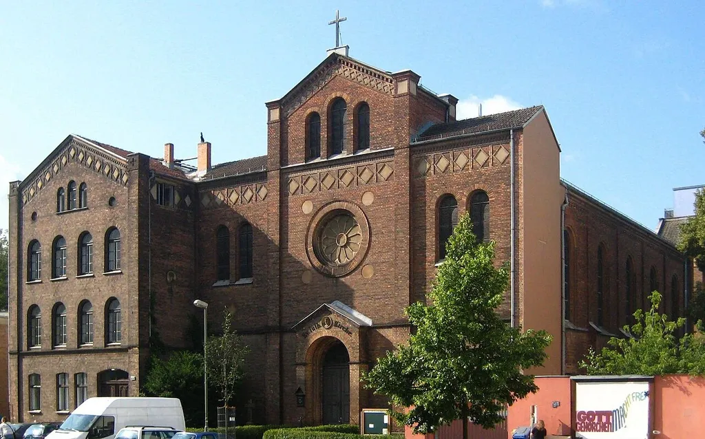 The Evangelical Lutheran Church at Annenstraße No. 52-53 in Berlin-Mitte, also called Annenkirche because of its location. The church was built from 1855 to 1857 to a design by Hermann Blankenstein. Annexes constructed until 1889 included a school building, a preacher's home, and a teacher and residential building. The school building was destroyed in WWII. The other buildings and the church have been designated as a historic landmark.
