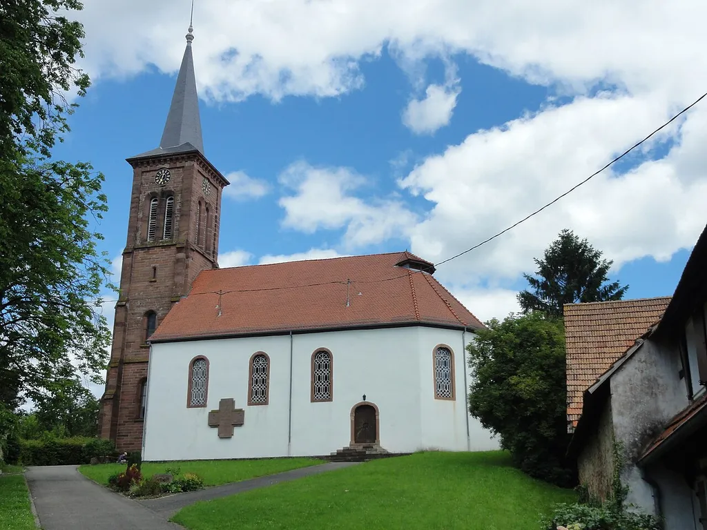 Alsace, Bas-Rhin, Hunspach, Église protestante réformée (XVIIIe-XIXe), rue Principale. This building is indexed in the base Mérimée, a database of architectural heritage maintained by the French Ministry of Culture, under the reference IA00118879 . brezhoneg ∙ català ∙ Deutsch ∙ English ∙ español ∙ Esperanto ∙ euskara ∙ français ∙ italiano ∙ magyar ∙ Nederlands ∙ português do Brasil ∙ português ∙ română ∙ sicilianu ∙ slovenščina ∙ suomi ∙ svenska ∙ Ελληνικά ∙ беларуская (тарашкевіца) ∙ македонски ∙ русский ∙ українська ∙ বাংলা ∙ 中文 ∙ +/−