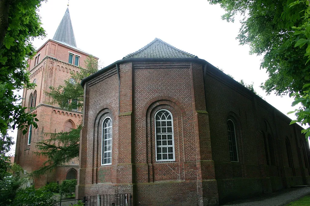 Historic church in Pewsum, district of Aurich, East Frisia, Germany