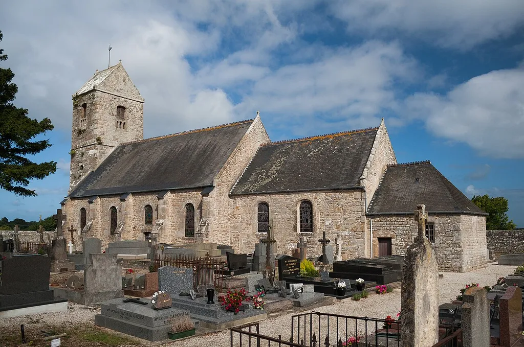 South-east view of the church in Théville.