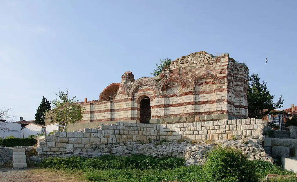 The ruins of St John Aliturgetos church in the coastal town of Nesebar, Bulgaria. The church was built in 14th century.