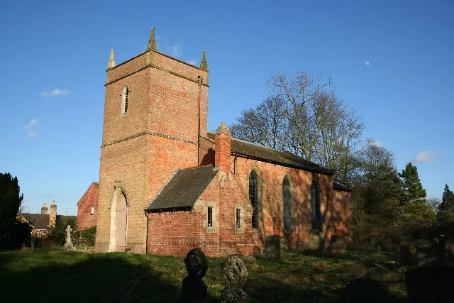 St Benedict's parish church, Candlesby, Lincolnshire, seen form the southwest. Designed by local architect E.D. Rainey of Spilsby and built in 1838.