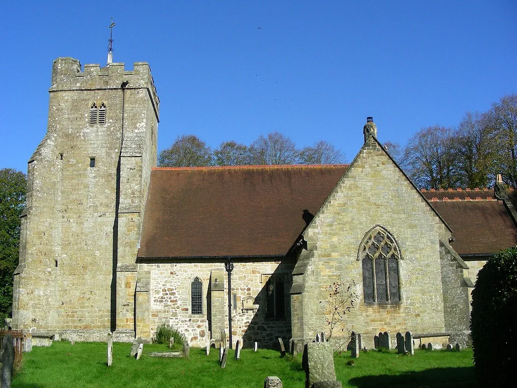 Nave, west tower and south transept of St Bartholomew's parish church, Batts Bridge Road, Maresfield, East Sussex, seen from the south