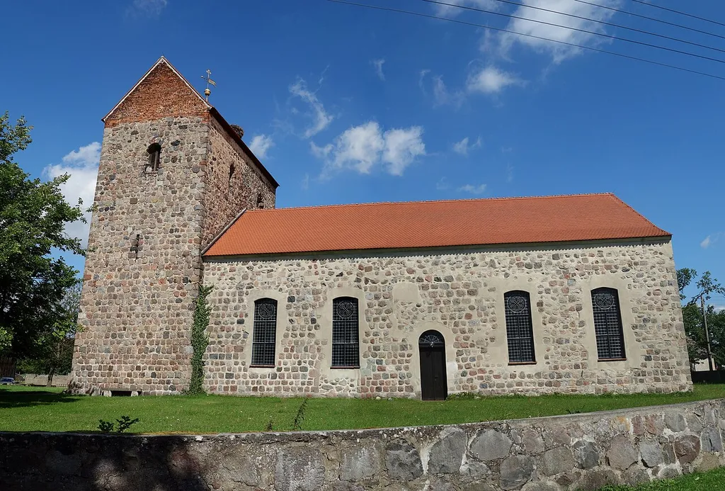 Southern view of church in Grüneberg, Löwenberger Land municipality, Oberhavel district, Brandenburg state, Germany