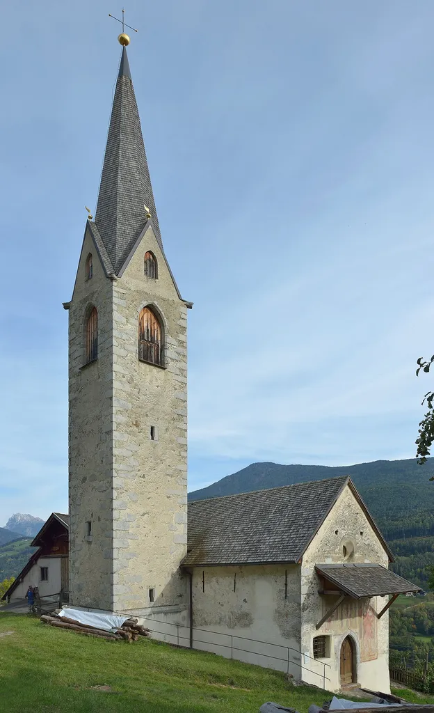 Northern aspect of the Saint Valentine church in Villanders