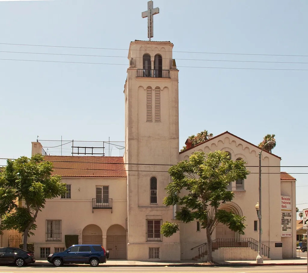 Westminster Presbyterian Church, 2230 W. Jefferson Boulevard, in the Jefferson Park neighborhood of Los Angeles. Los Angeles Historic-Cultural Monument #229.