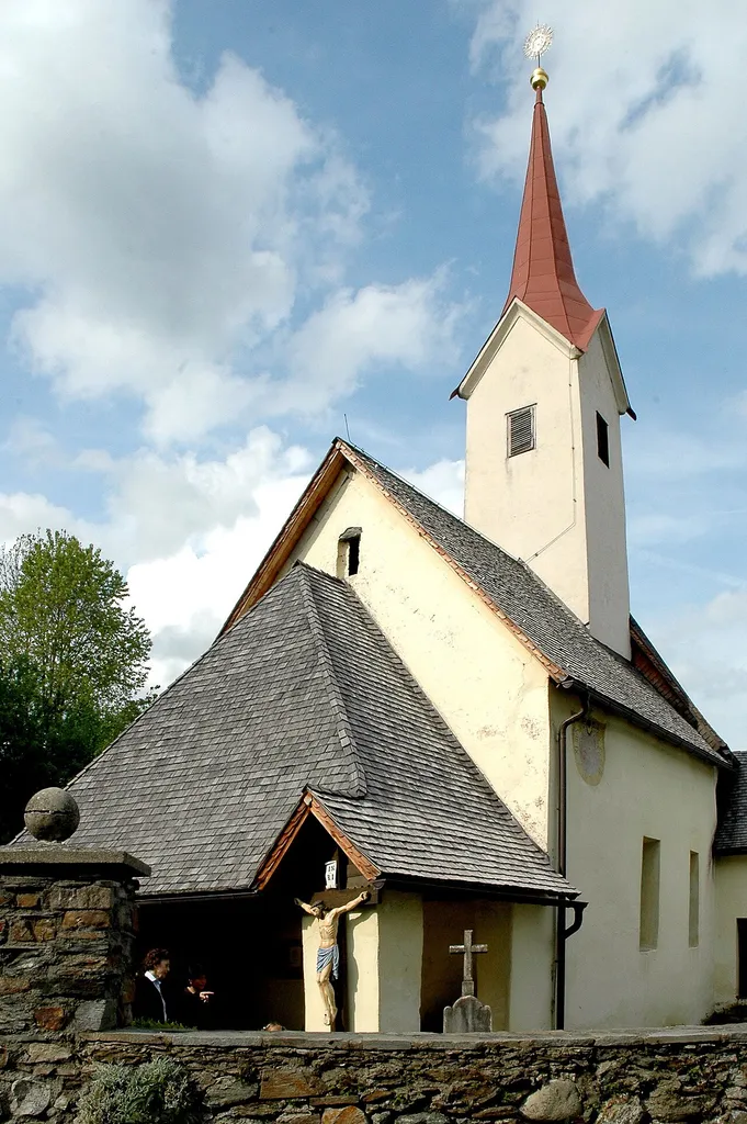 Subsidiary church Saint Bartholomew with cemetery in Sankt Bartlmä, municipality Techelsberg, district Klagenfurt Land, Carinthia, Austria, EU