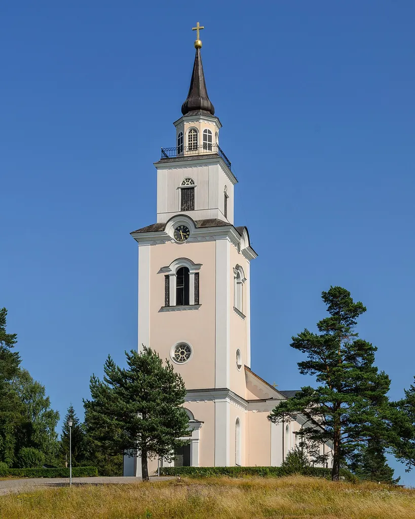 Rogsta church outside Hudiksvall. Church of Sweden, Diocese of Uppsala, Hudikvallsbyggden Parish. This is a photo of a protected building in Sweden, number 21300000005843 in the RAÄ buildings database.