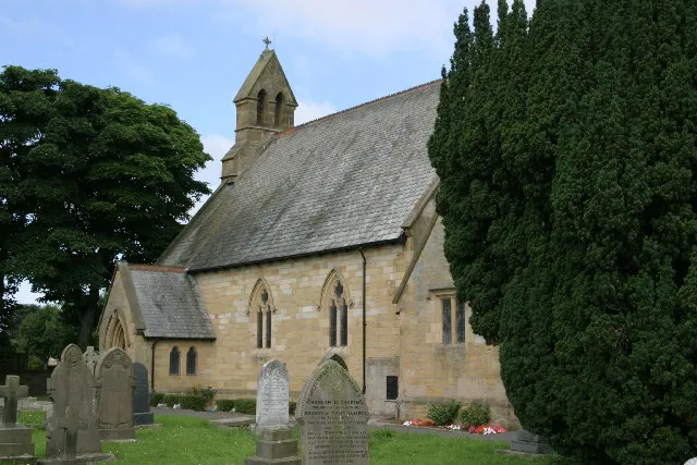 Nave and south porch of St Matthew's parish church, Dinnington, Tyne and Wear, seen from the southeast