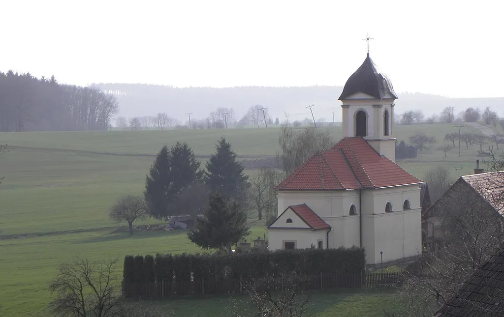 Church of Saint George in the village Hřídelec, an administrative part of the town Lázně Bělohrad, Jičín District, the Czech Republic.