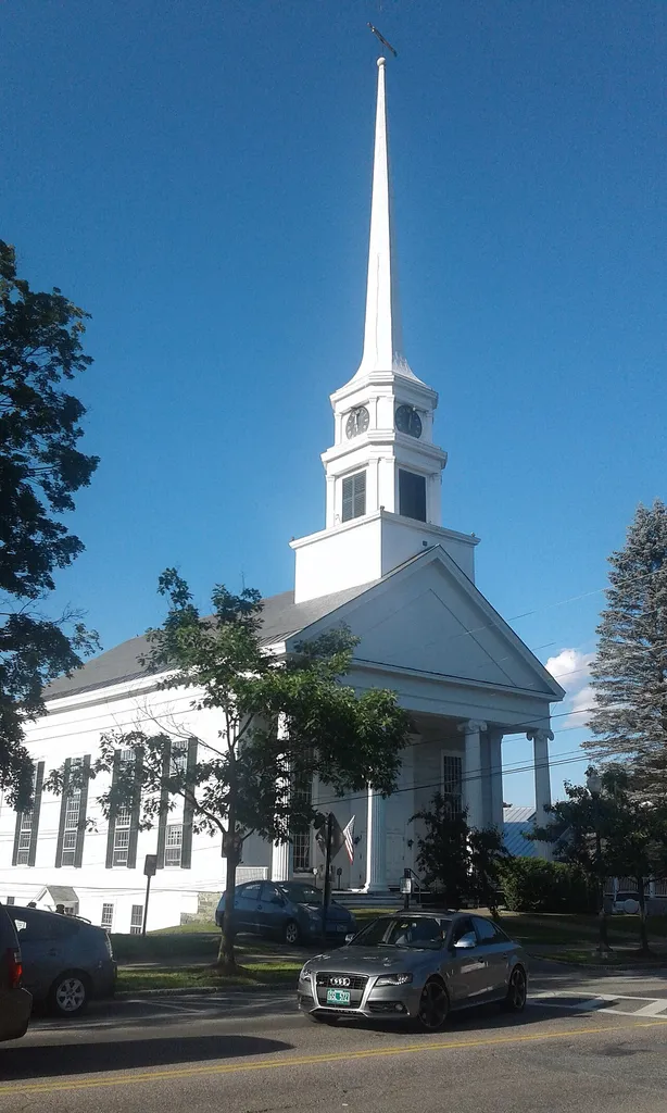 Stowe Community Church at 137 Main Street in downtown Stowe, Vermont.