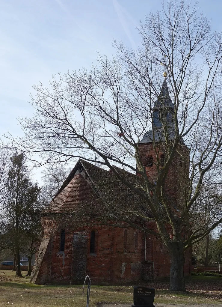 North-eastern view of church in Schmetzdorf, Milower Land municipality, Havelland district, Brandenburg state, Germany.