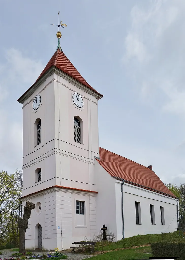 South-western view of church in Rohrbeck, Dallgow-Döberitz municipality, Havelland district, Brandenburg state, Germany