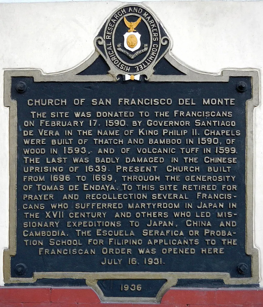 NHCP Historical marker for the Church of San Francisco del Monte also known as the Santuario de San Pedro Bautista.