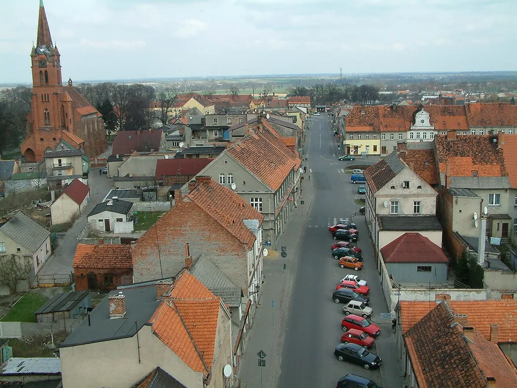 Widok z wieży kościoła St. Kostki na śmigielski rynek