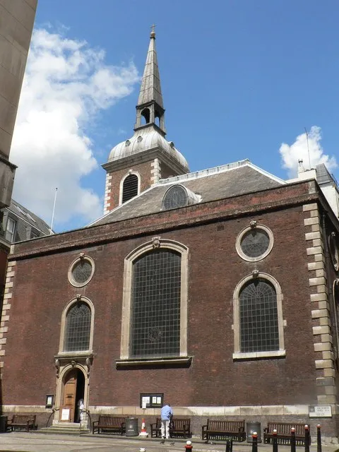 City parish churches: St. Mary Abchurch, near to City of London, Great Britain. Tucked away in Abchurch Lane. Rebuilt by Christopher Wren, following the great fire, in 1881-7.