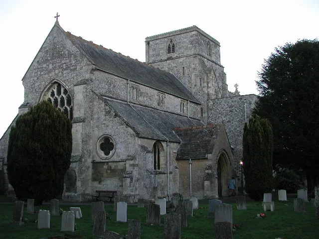 Heytesbury, Wiltshire. The church of St Peter &amp; St Paul in the late afternoon winter's light.
