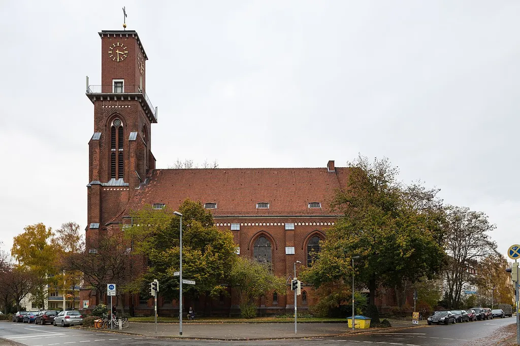 Pauluskirche church located at Meterstrasse no. 39 in Suedstadt quarter of Hannover, Germany.