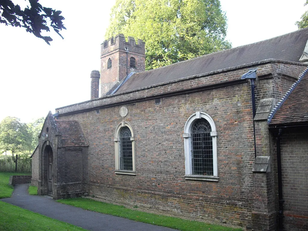 Nave and north tower of St John the Baptist's parish church, Markyate, Hertfordshire, seen from the south