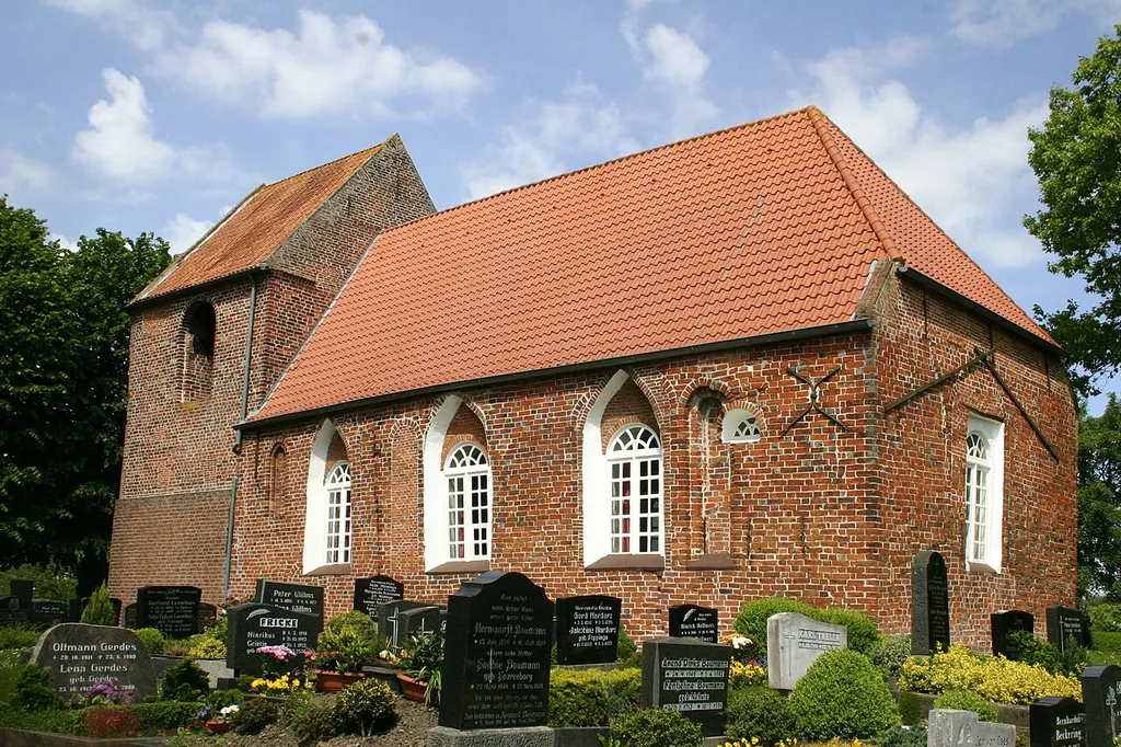 Historic church in Esklum, district of Leer, East Frisia, Germany
