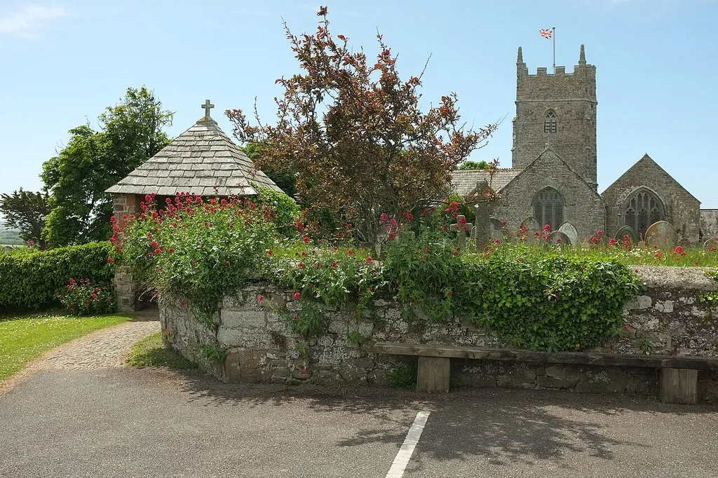 Lych gate and church, Marhamchurch