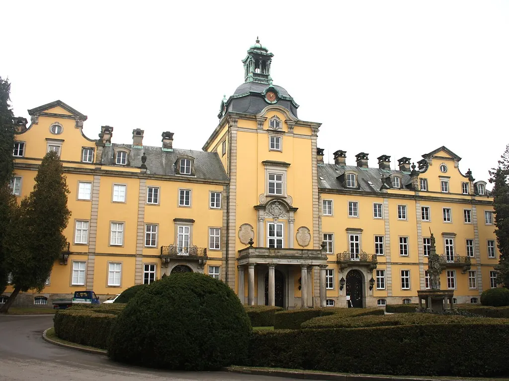 Castle in Bückeburg, Germany. Baroque fassade with main entrance.
