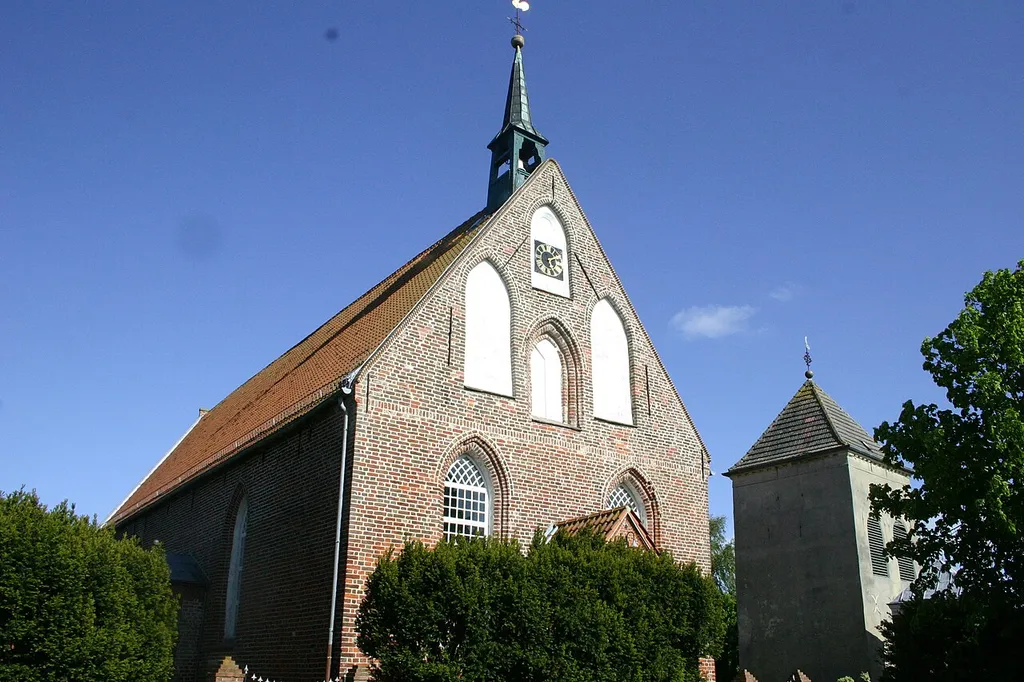 Historic church in Manslagt, district of Aurich, East Frisia, Germany