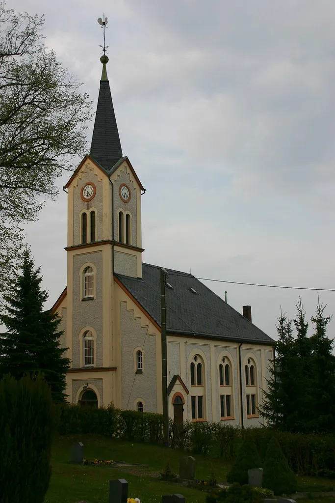 Die Witzschdorfer Kirche von Südwesten gesehen