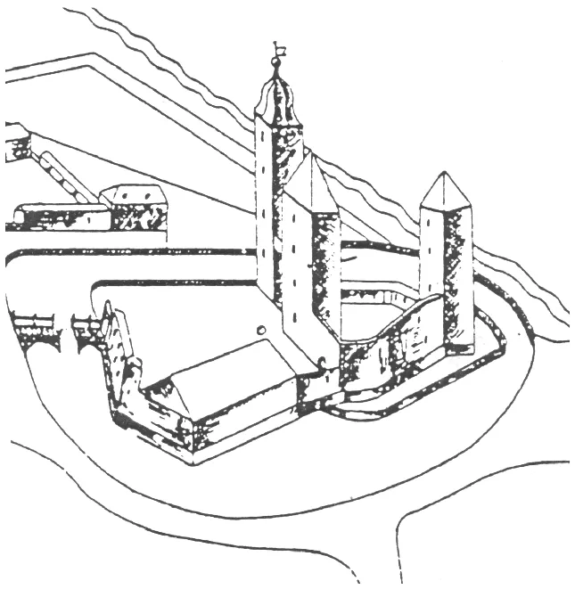 A drawing of Erffa castle.
