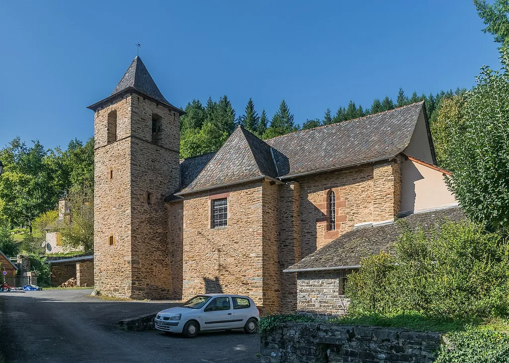 Church in settlement Montignac, commune of Conques-en-Rouergue, Aveyron, France